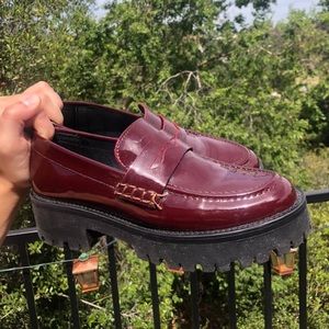Maroon/Burgundy Platform Heeled Chunky Loafers by Steve Madden